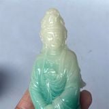  Tượng Phật Quan Thế Âm Bồ Tát Ngọc Xanh Tạc Đài Sen BKMECN-10267 