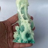  Tượng Phật Quan Âm Cưỡi Rồng Ngọc Xanh Tạc Thủ Công BKMECN-10268 