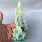  Tượng Phật Quan Âm Cưỡi Rồng Ngọc Xanh Tạc Thủ Công BKMECN-10268 