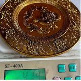  Đĩa Thưởng Chạm Rồng Bằng Đồng Mạ Vàng Phong Thủy BKMECN-10269 