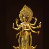 Tượng Quan Âm Chuẩn Đề Bằng Đồng Mạ Vàng Đài Sen BKMECN-10272 