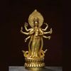 Tượng Quan Âm Chuẩn Đề Bằng Đồng Mạ Vàng Đài Sen BKMECN-10272