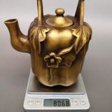  Ấm Trà Bằng Đồng Dáng Quả Bí Quai Xách Chạm Nổi Hoa Mai Sưu Tầm BKMECN-10290 