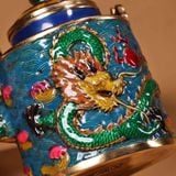  Ấm Đồng Pháp Lam Cảnh Thái Lam Chạm Rồng Sưu Tầm BKMECN-10297 