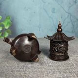  Lư Xông Trầm Bằng Đồng Hình Tháp Lầu Chạm Rồng Cổ Sưu Tầm BKMECN-10307 