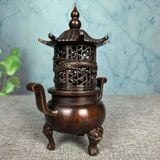  Lư Xông Trầm Bằng Đồng Hình Tháp Lầu Chạm Rồng Cổ Sưu Tầm BKMECN-10307 