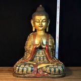  Tượng Phật Vạn Phật Bằng Đồng Sơn Son Tọa Thiền Chắp Tay BKMECN-10316 