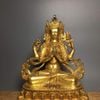  Tượng Phật Quán Thế Âm Tứ Thủ Bằng Đồng Mạ Vàng BKMECN-10377 