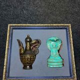  Bộ Quà Tặng Sưu Tầm Ấm Rượu Đồng Tím Chữ “Phúc” & Tượng Phật Đá Ngọc Xanh  BKMECN-10381 