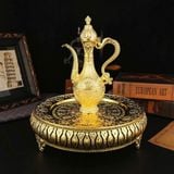  Bộ Bình Cung Đình Kèm 6 Ly Và Khay Tròn Bằng Đồng Vàng BKMECN-10387 