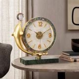  Đồng Hồ Để Bàn Đồng Thau Mạ Vàng Tạo Hình Cá Thần Khảm Xà Cừ BKHFCN-9074 