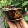 Bát Trà Cung Đình Bằng Đồng Hun Nâu Chạm Nổi Hàn Tương Tử Sưu Tầm BKMECN-10393
