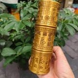  Ống Đựng Hương Bằng Đồng Vàng Chạm Nổi Bách Phúc Cổ Điển BKMECN-10395 
