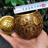  Hũ Trà Đồng Vàng Chạm Nổi Bách Phúc Cổ Điển Sưu Tầm BKMECN-10397 
