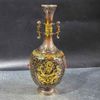 Bình Hoa Bằng Đồng Giả Cổ Khảm Ngọc Chạm Phù Điêu Hoàng Long BKMECN-10399