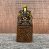  Ấn Triện Tam Long Trầm Hương Bằng Đồng Hun Cổ Điểm Kim BKMECN-10402 