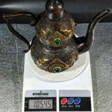  Bình Hồ Lô Đồng Hun Khảm Ngọc Bích Điểm Sắc Vàng Chạm Chữ Bách Phúc BKMECN-10408 