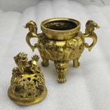  Lư Đốt Trầm Bằng Đồng Vàng Hoàng Gia Núm Nghê BKMECN-10416 