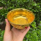  Bát Đồng Mạ Vàng Cổ Điển Chạm Nổi Hoa Mẫu Đơn Đính Ngọc BKMECN-10420 