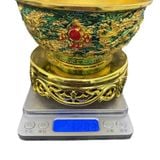  Bát Đồng Mạ Vàng Cổ Điển Long Phượng Men Xanh Lục Bảo Kèm Đế BKMECN-10421 