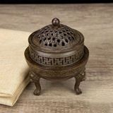  Lư Đốt Trầm Bằng Đồng Hun Giả Cổ Dáng Chân Quỳ Mặt Nghê BKMECN-10422 