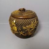  Hũ Đồng Giả Cổ Họa Tiết Đan Mây Chạm Nổi Long Phượng BKMECN-10425 