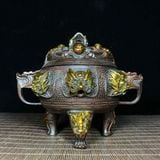  Lư Đồng Hun Nâu Cổ Điểm Vàng Họa Tiết Thao Thiết BKMECN-10427 