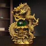  Tượng Rồng Vờn Ngọc Bằng Đồng Vàng Nguyên Khối BKMECN-10431 