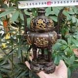  Lư Xông Trầm Bằng Đồng Hun Cổ Dáng Chân Cao BKMECN-10435 
