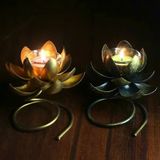  Chân Đế Nến Hoa Sen Dát Vàng BKMECN-10437 