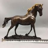  Tượng Ngựa Chiến Phi Phong Bằng Đồng Hun Giả Cổ Điểm Kim Bờm Vàng BKMECN-10442 