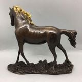  Tượng Ngựa Chiến Phi Phong Bằng Đồng Hun Giả Cổ Điểm Kim Bờm Vàng BKMECN-10442 
