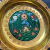  Đĩa Đồng Phong Thủy Mạ Vàng Dát Đá Đỏ Sơn Hải Trấn Bát Quái Âm Dương  BKMECN-10475 
