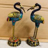  Cặp Hạc Xông Trầm Hương Đồng Pháp Lam Cao Cấp BKMECN-9452 