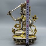  Tượng Bồ Tát Văn Thù Sư Lợi Đồng Mạ Vàng Phủ Bạc BKMECN-9484 