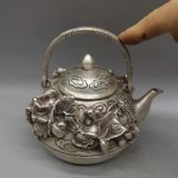  Ấm Trà Đồng Mạ Bạc chạm nổi Bát Tiên BKMECN-9489 