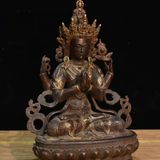  Tượng Đồng Bồ Tát Bốn Tay Phong Cách Tây Tạng BKMECN-9524 