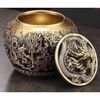Hộp Đựng Trà Bằng Đồng Họa Tiết Rồng Phượng BKMECN-9604
