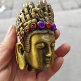  Đầu Tượng Phật Đồng Khảm Đá Quý Decor  BKMECN-9625 