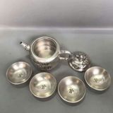  Bộ Ấm Trà Bạc Cổ Sưu Tầm Chạm Khắc Tinh Xảo BKMECN-9636 