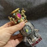  Bình Đồng Tráng Bạc Bổ Ô Rồng Phượng Sưu Tầm BKMECN-9656 