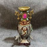  Bình Đồng Tráng Bạc Bổ Ô Rồng Phượng Sưu Tầm BKMECN-9656 