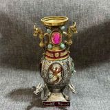  Bình Đồng Tráng Bạc Bổ Ô Rồng Phượng Sưu Tầm BKMECN-9656 