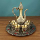  Bộ Ấm Ly Đồng Dáng Cao Đính Đá Ruby Hoàng Gia BKMECN-9667 