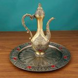  Bộ Ấm Ly Đồng Dáng Cao Đính Đá Ruby Hoàng Gia BKMECN-9667 