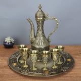  Bộ Ấm Ly Đồng Ba Tư Chạm Nổi Lâu Đài Cổ Kính BKMECN-9668 