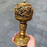  Xông Trầm Đồng Chân Cao Đúc Rồng Sưu Tầm BKMECN-9675 