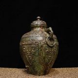  Bình Đồng Cổ Hai Quai Sưu Tầm Họa Tiết Phù Điêu BKMECN-9679 