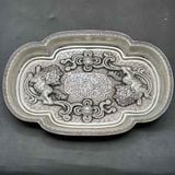  Khay Đồng Mạ Bạc Giả Cổ Song Lân Vờn Ngọc BKMECN-9723 