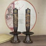  Chân Nến Đồng Đôi Rồng Cuốn Chữ Hỷ BKMECN-9791 